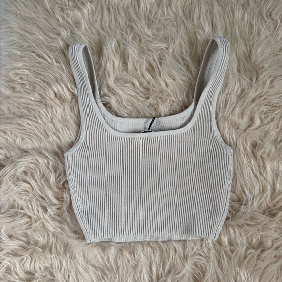 NWT Babaton Sculpt Knit Squareneck Matte Pearl Top - Picture 5 of 7